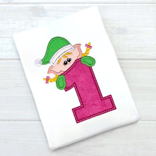 Elf Girl Number One Applique | Machine Embroidery Designs by JuJu