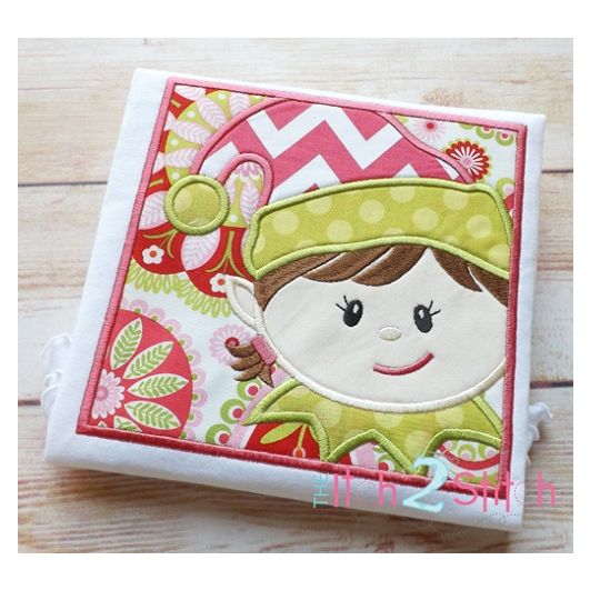 Elf Box Girl Applique | Machine Embroidery Designs by JuJu