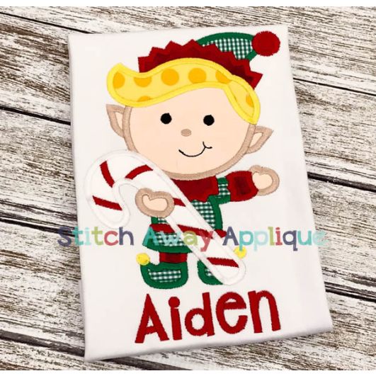 Elf Candy Cane | Machine Embroidery Designs by JuJu/ Stitch Away Applique 