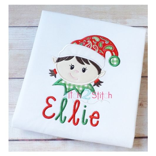 Elf Face Girl Applique | Machine Embroidery Designs by JuJu