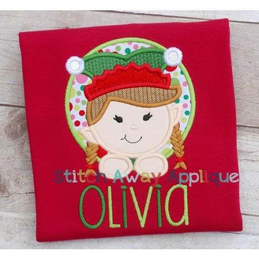Elf Girl Peeking | Machine Embroidery Designs by JuJu/ Stitch Away Applique 