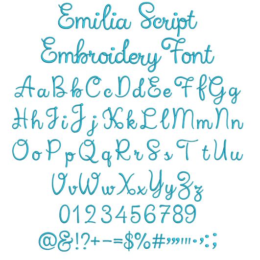 Emilia Script Embroidery Font | Machine Embroidery Designs by JuJu