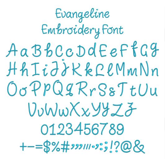 Evangeline Embroidery Font | Machine Embroidery Designs by JuJu