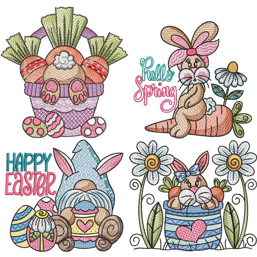 Easter Delight 1 Sketch Embroidery Set | Machine Embroidery Designs by JuJu