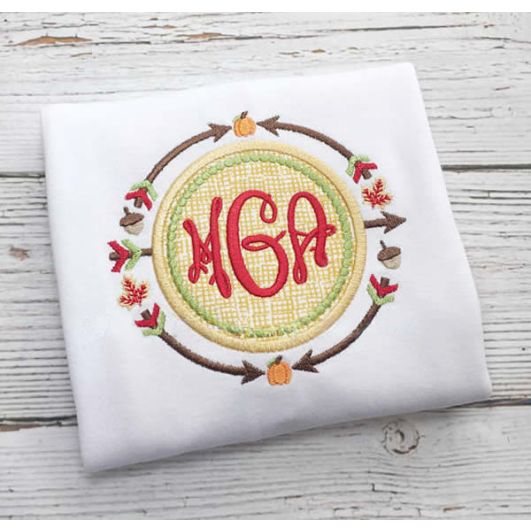 Fall Arrow Circle Embroidery Design
