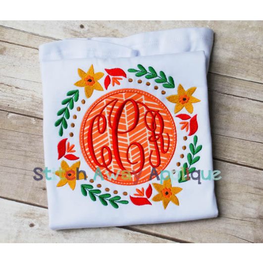 Fall Floral Frame | Machine Embroidery Designs by JuJu