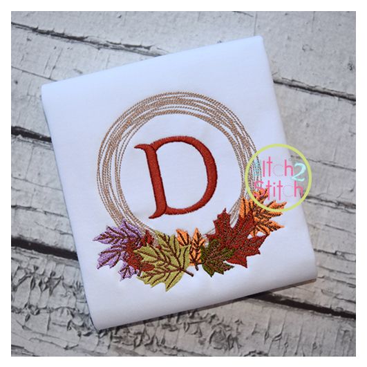 Fall Leaves Monogram Frame | Machine Embroidery Designs by JuJu