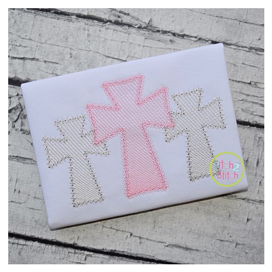Fancy Cross Trio Sketch Embroidery | Machine Embroidery Designs by JuJu