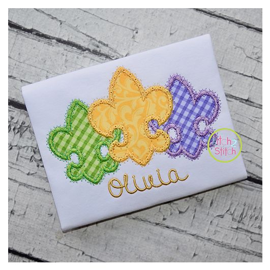 Fancy Fleur De Lis Trio Applique | Machine Embroidery Designs by JuJu