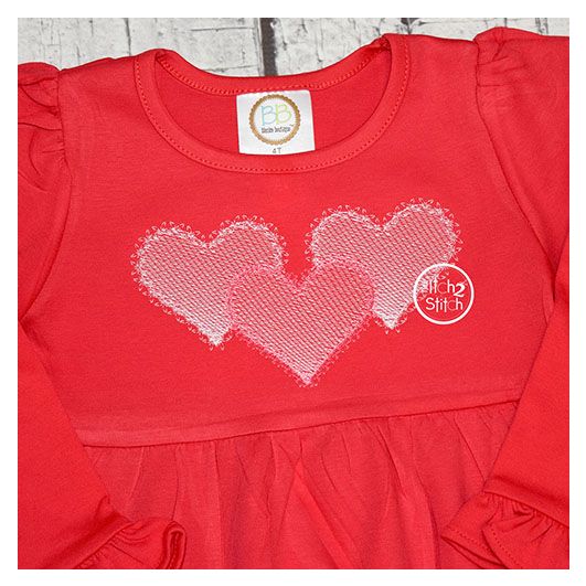 Fancy Heart Trio Sketch Embroidery | Machine Embroidery Designs by JuJu