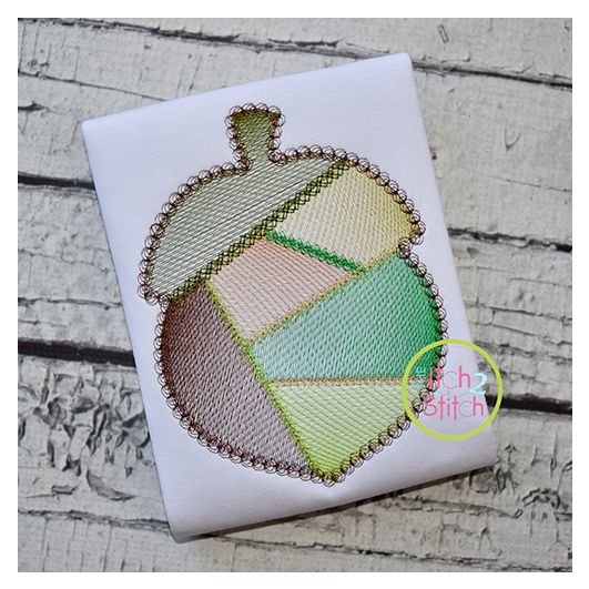 Fancy Patchwork Acorn Sketch Embroidery | Machine Embroidery Designs by JuJu