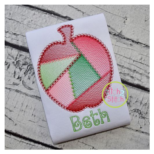 Fancy Patchwork Apple Sketch Embroidery | Machine Embroidery Designs by JuJu