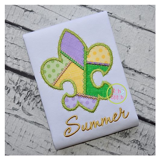 Fancy Patchwork Fleur De Lis Applique | Machine Embroidery Designs by JuJu
