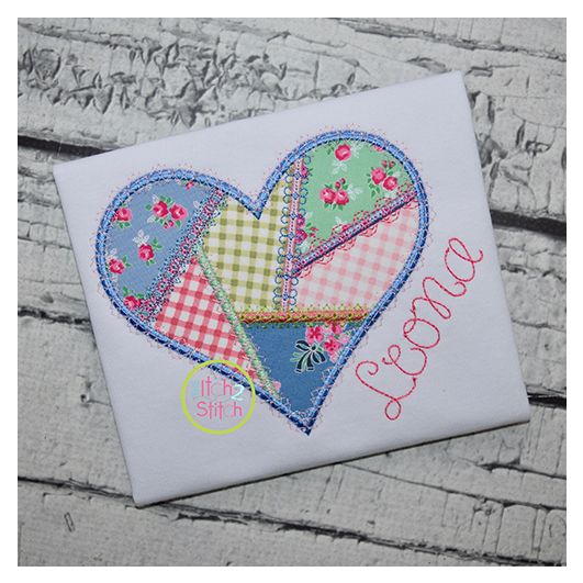 Fancy Patchwork Heart Applique | Machine Embroidery Designs by JuJu