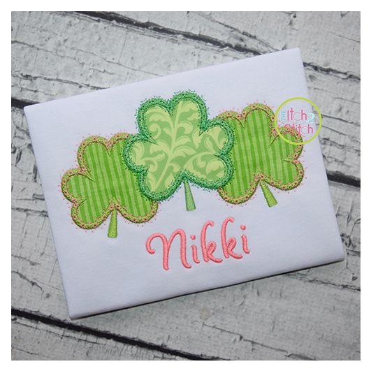 Fancy Shamrock Trio Applique | Machine Embroidery Designs by JuJu