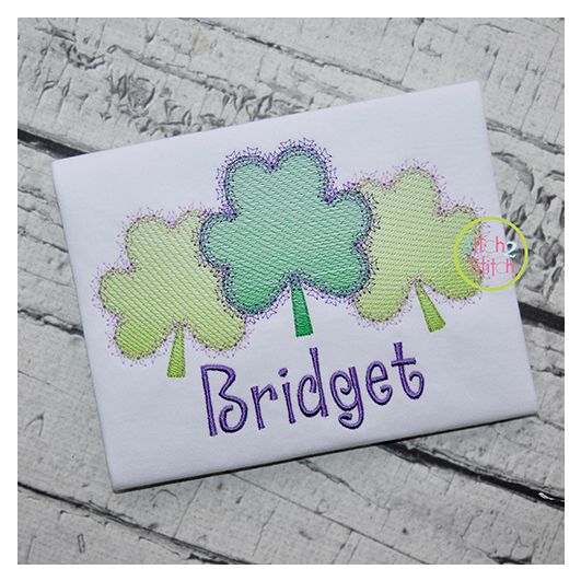 Fancy Shamrock Trio Sketch Embroidery | Machine Embroidery Designs by JuJu