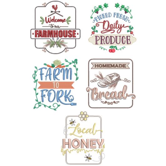 Farm Fresh 2 Machine Embroidery Designs by JuJu