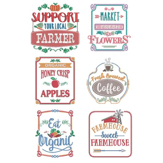 Farm Fresh 4 Machine Embroidery Designs by JuJu
