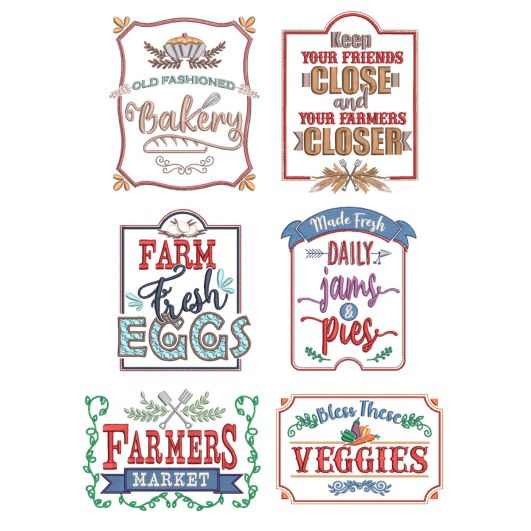 Farm Fresh 5 Machine Embroidery Designs by JuJu
