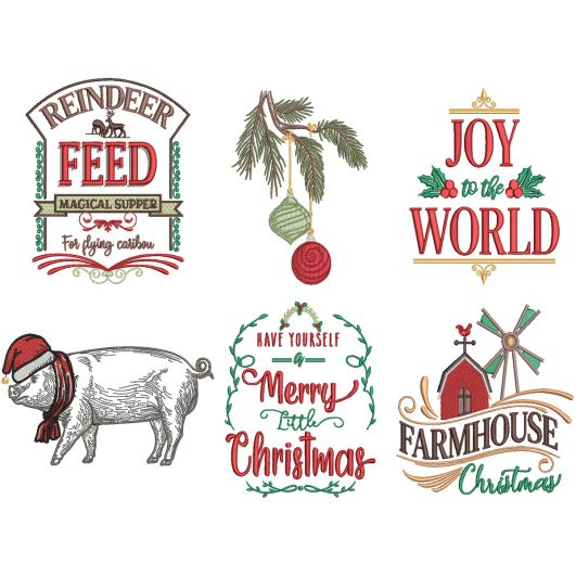 Farm Fresh Christmas 4 Machine Embroidery Designs by JuJu

