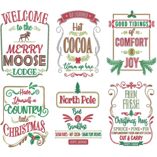 Farm Fresh Christmas 5 Machine Embroidery Designs by JuJu
