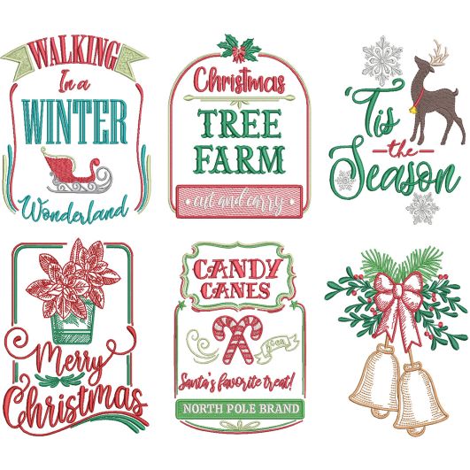 Farm Fresh Christmas 6 Machine Embroidery Designs by JuJu
