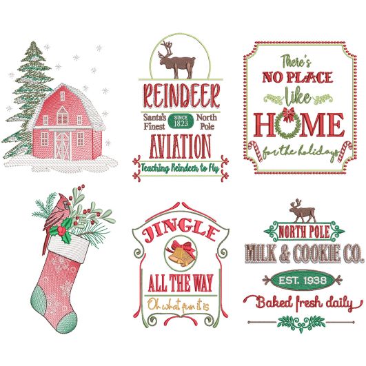 Farm Fresh Christmas 7 Machine Embroidery Designs by JuJu
