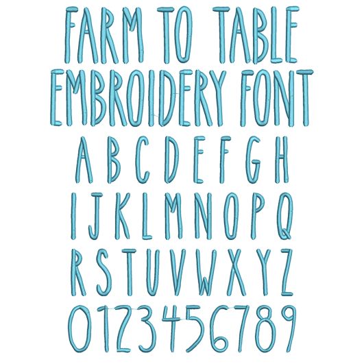 Farm To Table Embroidery Font | Machine Embroidery Designs by JuJu