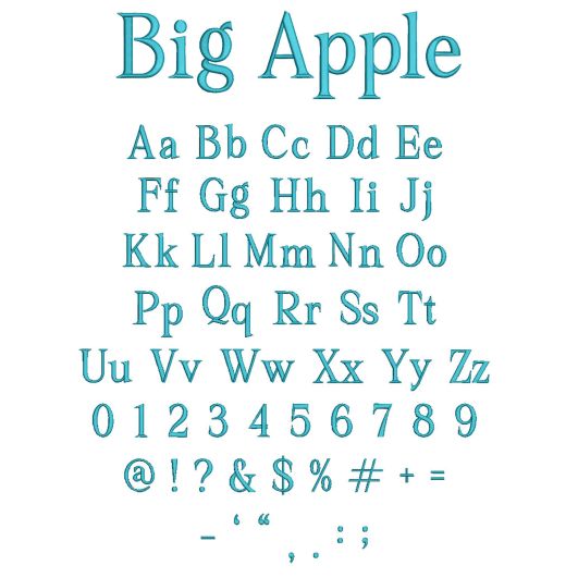 Big Apple Embroidery Font | Machine Embroidery Designs by JuJu