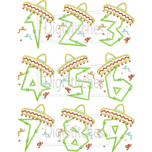Fiesta Birthday Numbers Applique