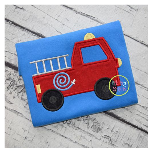 Firetruck Applique | Machine Embroidery Designs by JuJu