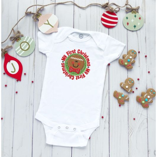 My First Christmas Gingerboy Applique | Machine Embroidery Designs by JuJu