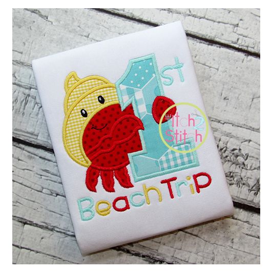 First Beach Trip Applique | Machine Embroidery Designs by JuJu