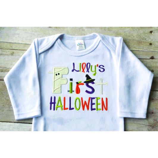 First Halloween Word Art Embroidery Design