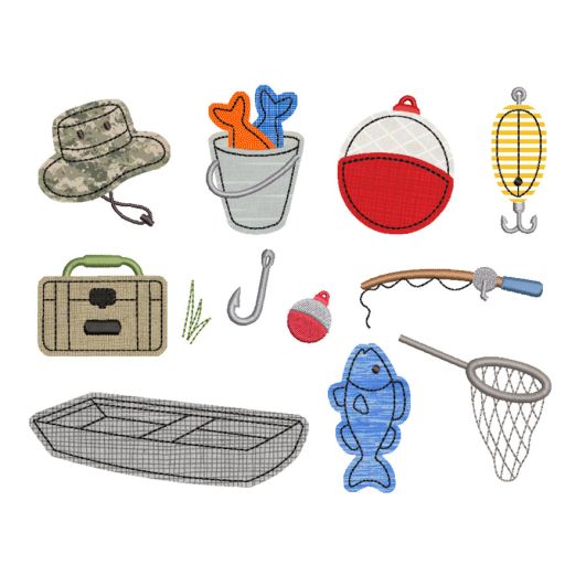 Fishing Alphabet Embellishment Kit | Machine Embroidery Designs by JuJu