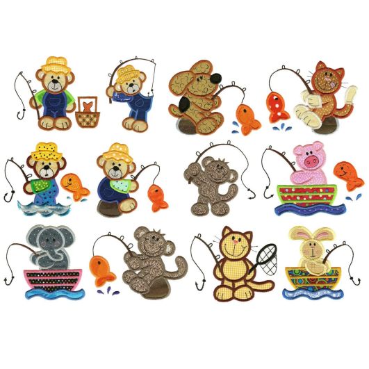 Gone Fishing Applique Machine Embroidery Designs by JuJu 