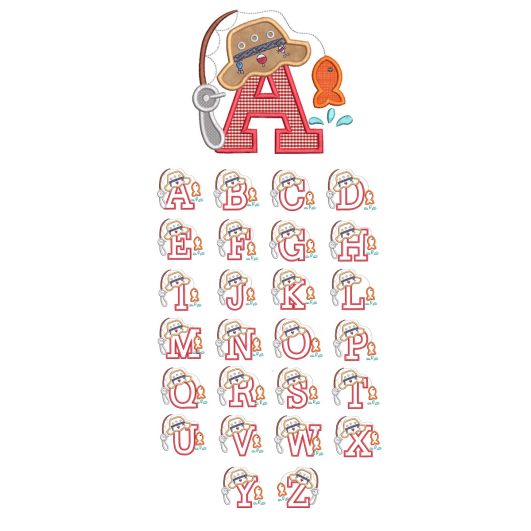 Fishing Applique Alphabet | Machine Embroidery Designs by JuJu