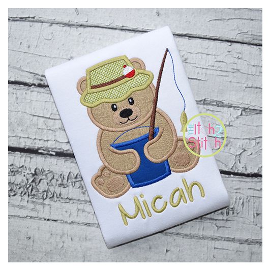 Fishing Bear 2 Applique | Machine Embroidery Designs by JuJu