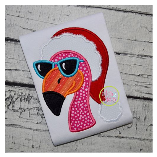 Flamingo Santa Hat Applique | Machine Embroidery Designs by JuJu