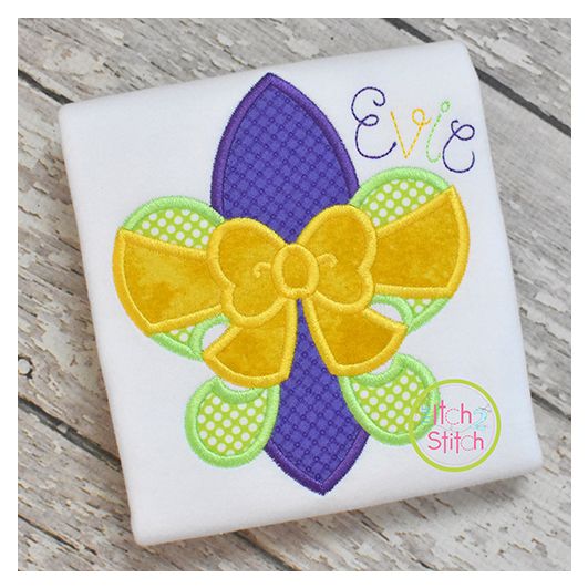 Fleur De Lis Big Bow Applique | Machine Embroidery Designs by JuJu