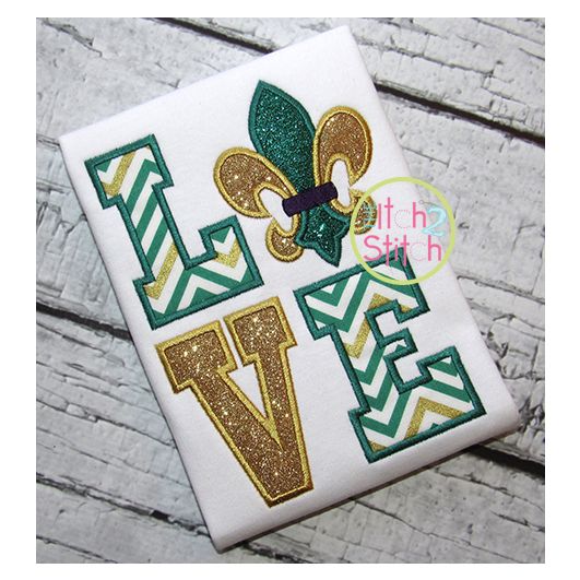 Fleur De Lis LOVE Applique | Machine Embroidery Designs by JuJu