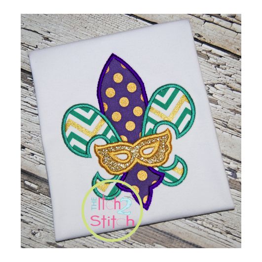 Fleur de lis Mask Applique | Machine Embroidery Designs by JuJu