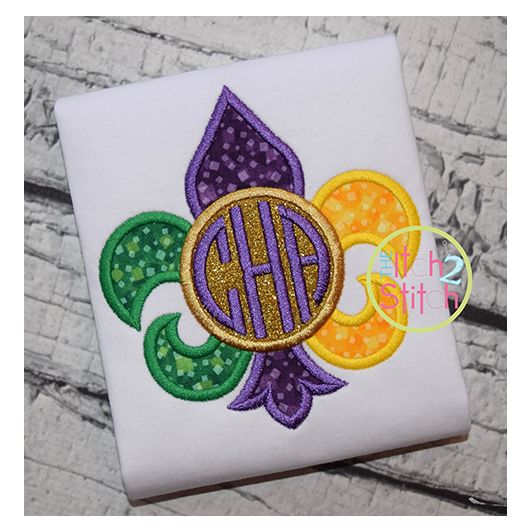 Fleur De Lis Monogram 2 Applique | Machine Embroidery Designs by JuJu