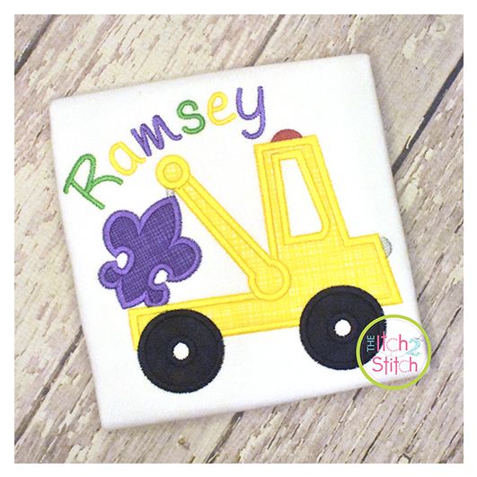 Fleur de Lis Tow Truck Applique | Machine Embroidery Designs by JuJu