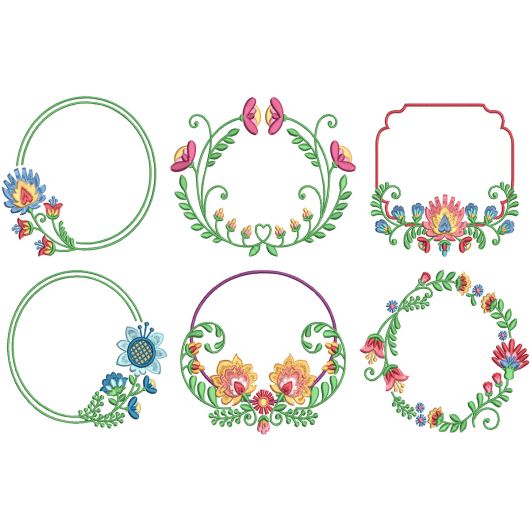 Floral Wreath Frames 2 Machine Embroidery Designs by JuJu