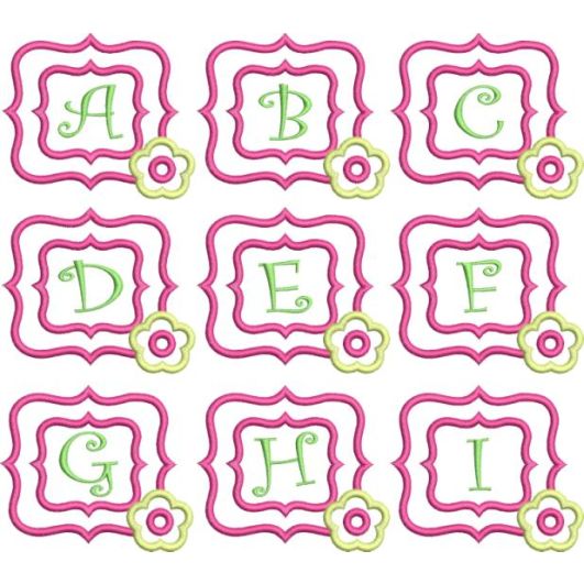 Flower Monogram Font Frame