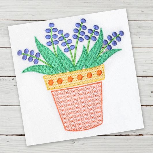 Motif Potted Plant | Machine Embroidery Designs by JuJu