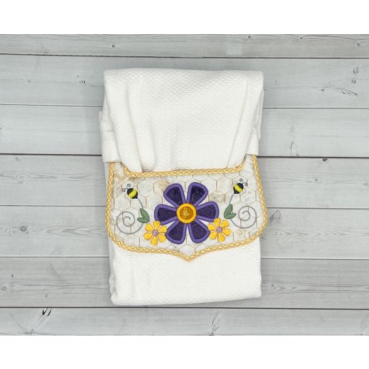 ITH Busy Bees Flower Wrap Around Towel Topper | Machine Embroidery Designs by JuJu