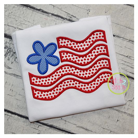 Flower Flag Applique | Machine Embroidery Designs by JuJu