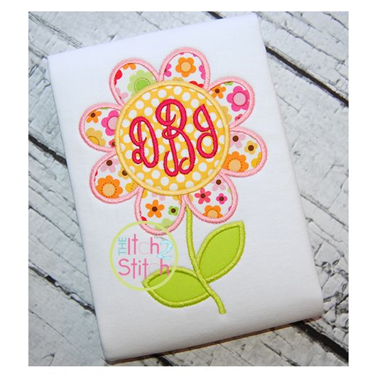 Flower Monogram Applique | Machine Embroidery Designs by JuJu